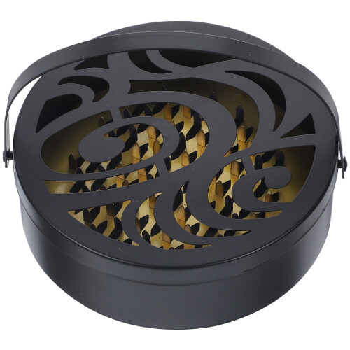 1Pc Wrought Iron Hollow Incense Holder Box with Handle for Home Use