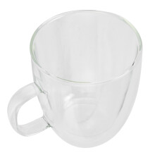 Doppelwandiger Glaskaffeebecher 250ml, transparent, Becher für Heiß- und Kaltgetränke