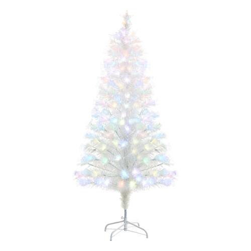 Living And Home 7FT/210CM White Pre-Lit Fiber Optic Christmas Tree with Colourful LED Lights 2