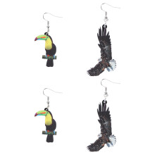 2 Par Örhängen Öronring Fågelmönster Hängörnen Accessoar