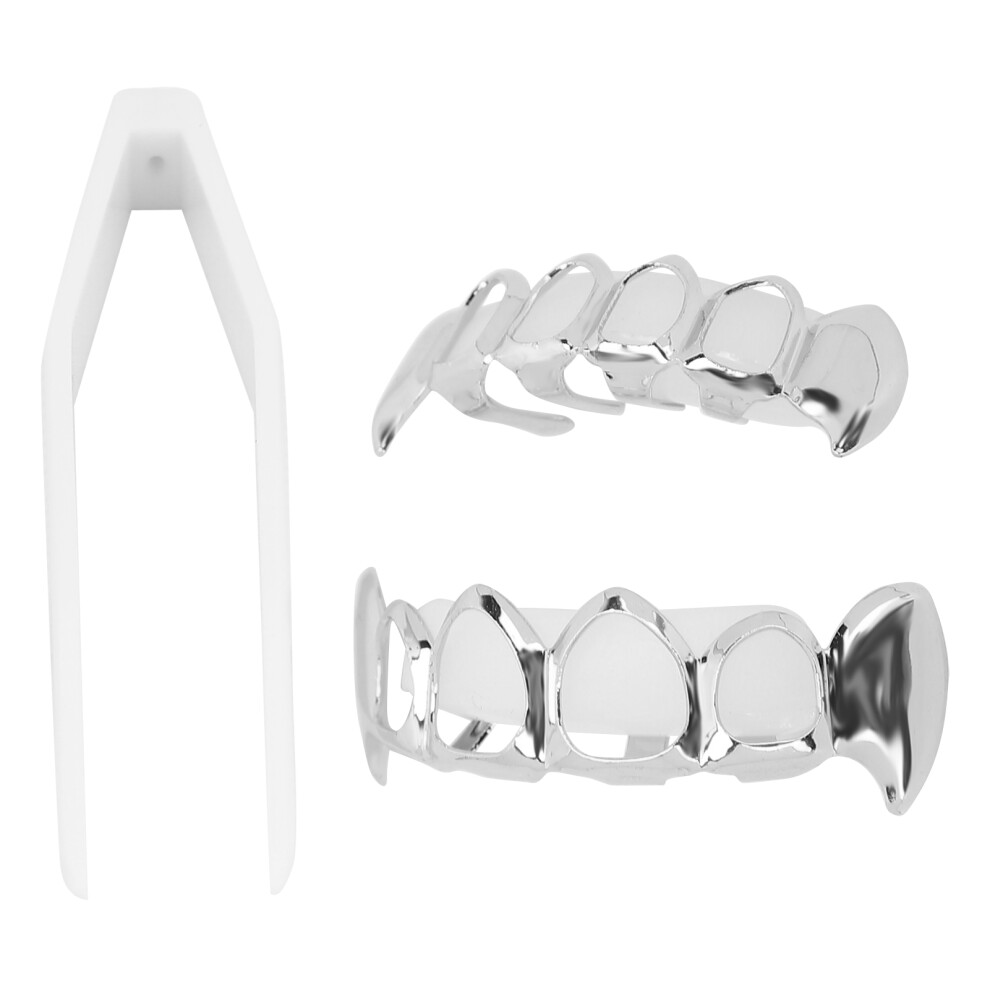 Stylish Silver Metal Teeth Brace for Halloween and Birthdays