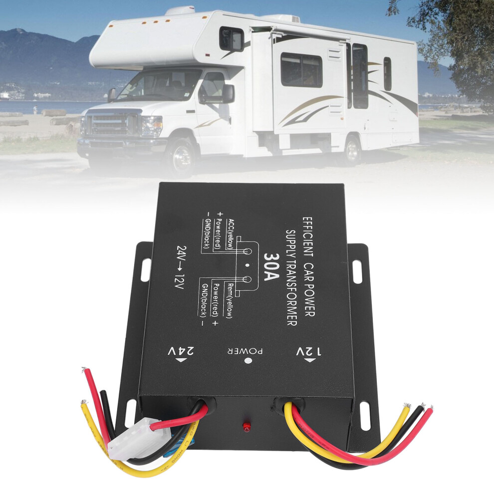 24V To 12V Dc Voltage Converter 30A 360W Metal Black For Cars & Rvs 5061358901581