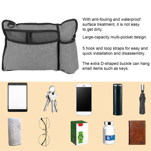 Water Resistant Gray Walker Side Bag 15.7in x 11in Organizer Pocket 2