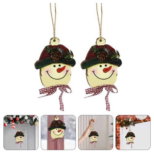 2Stk Holzschmuck Weihnachtshänger Retro Festivaldekor 1