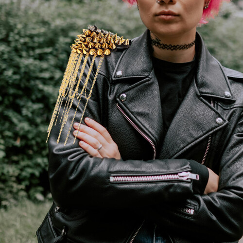 2St Tassel Punk Axelplett Med Spikar, Axelprydnad För Arm Och 2