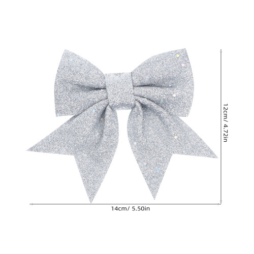 2Pcs Silver Pearl Cotton Christmas Bow Ornaments Reusable Tree Decor 2