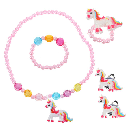 1 Set Einhorn Schmuck Halskette Ring Armband Ohrringe 2