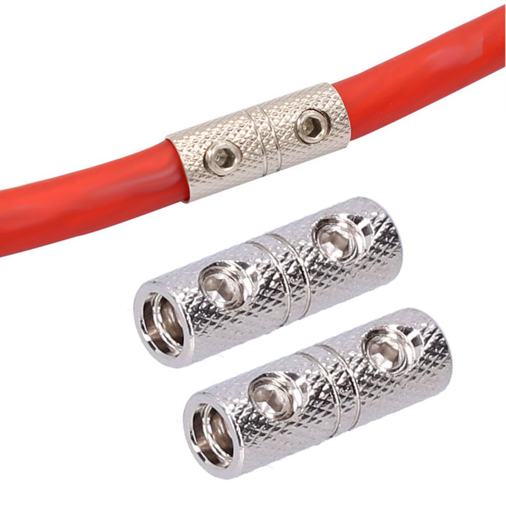 2Pcs 8 Gauge Power Cord Extension Terminals For Car Audio System, Metal Joiner 8791358907074