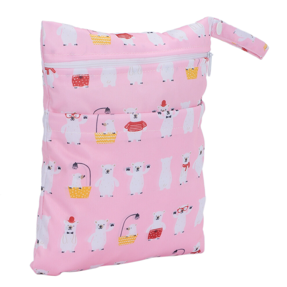 Double Zippers Wet Dry Diaper Bag 25x20cm Portable Travel Storage