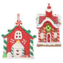 2Pcs Christmas Decor PVC Soft Clay House Hanging Xmas Tree Ornaments