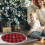 Reusable Thick Polyester Xmas Tree Skirt Rustic Plaid Tree Dress 4