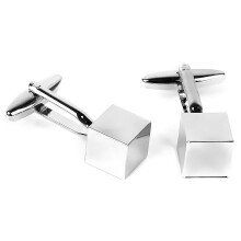 Par Manliga Kubformade Fickknappar I Rostfritt (Silver)