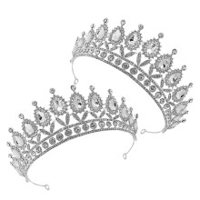 2Pcs Silver Wedding Tiara Crown Rhinestone Bridal Headpiece for Women