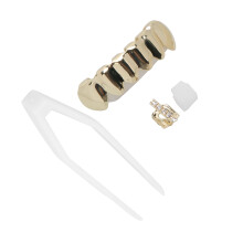 Hip Hop False Upper Lower Teeth Set Reusable Festival Decor Brass XHYT1094