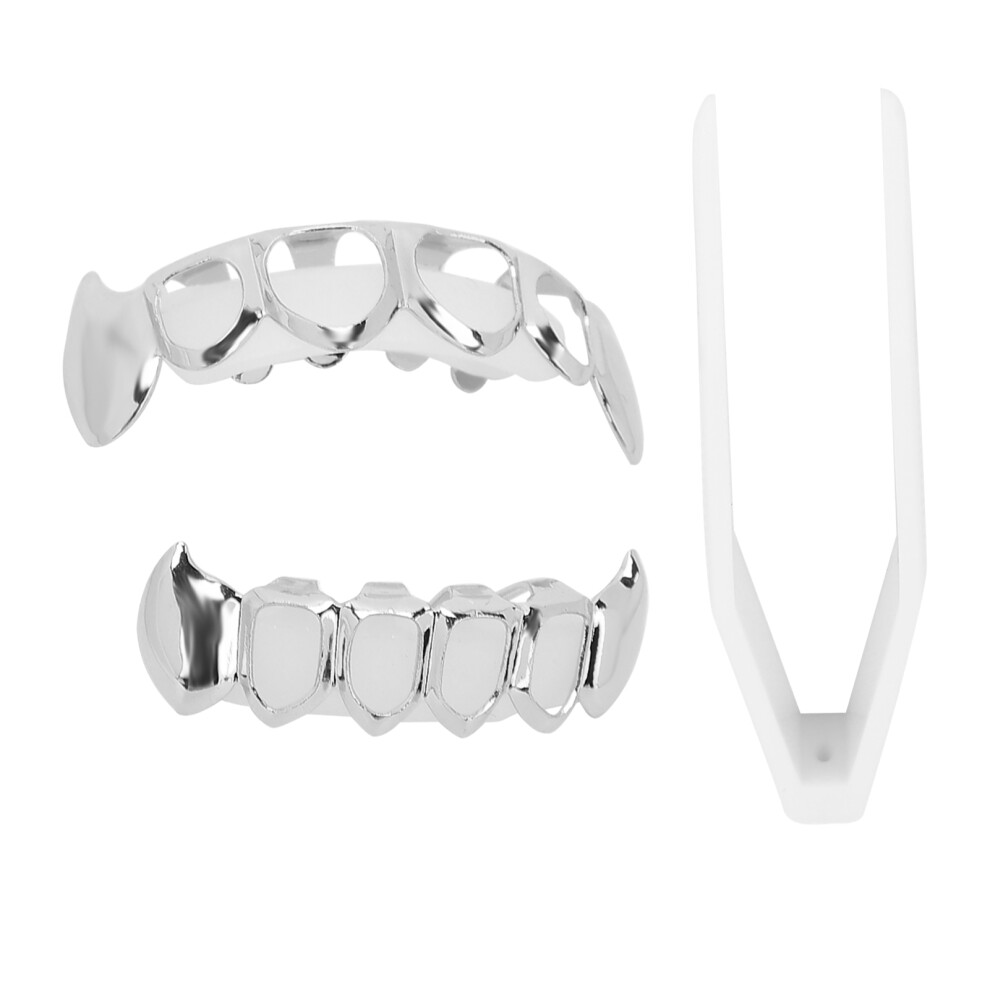Unique Silver Teeth Brace for Parties Hip-Hop and Concerts