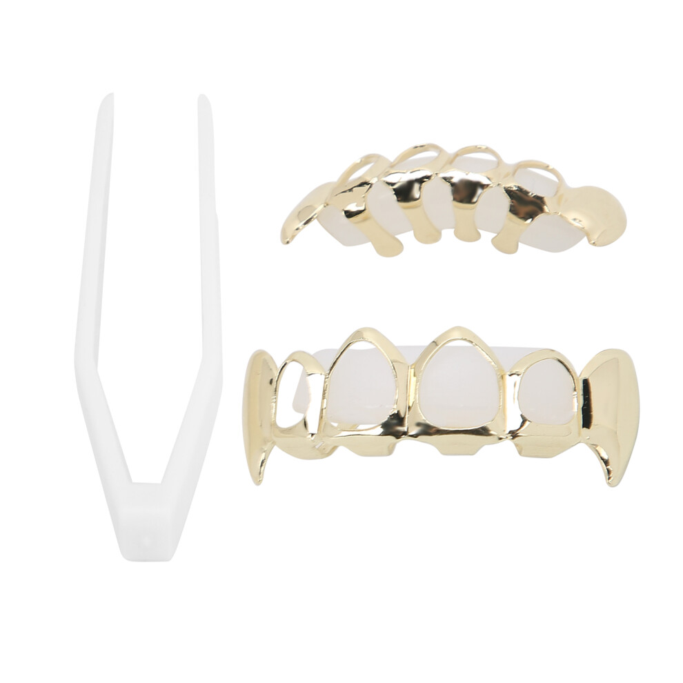 Metal Teeth Brace Jewelry with Gold Hollow Plating for Party Fashion