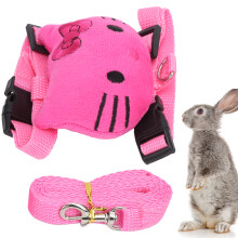 Rosa Kaninchen & Katze Nylon-Leine und Geschirr Set für kleine Haustiere, M