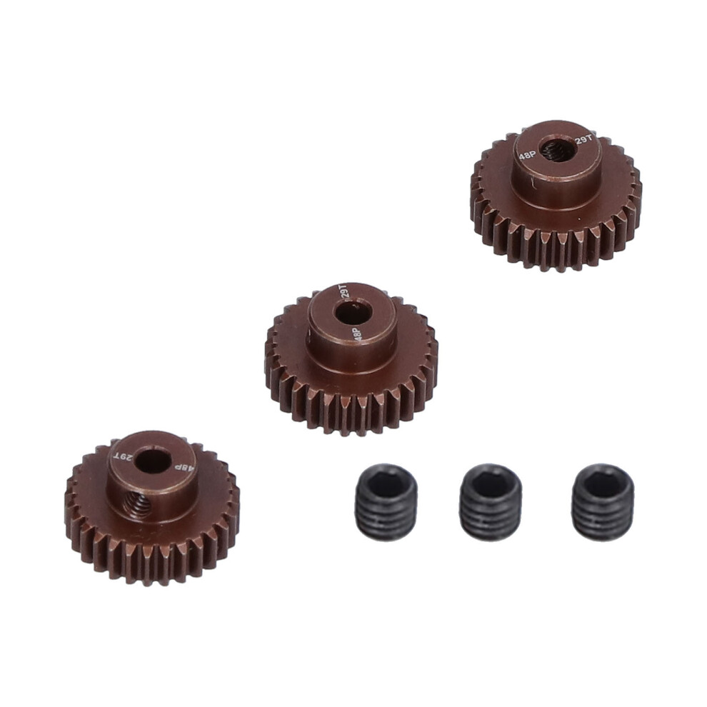 3Pcs 48Dp 29T Steel Pinion Gear For 1/10 Rc Car 3.175Mm Shaft Red 9381358913107