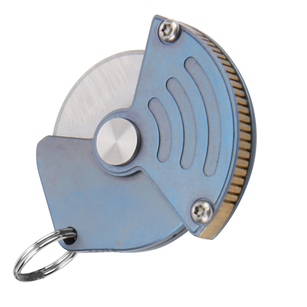 Titanium Alloy Mini Folding Knife 38mm Blue Coin Shape Neck Tool-image-OPC-PMSTQG2-NEW