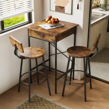 102.5cm Tall Bar Table with Charging Station, Brown