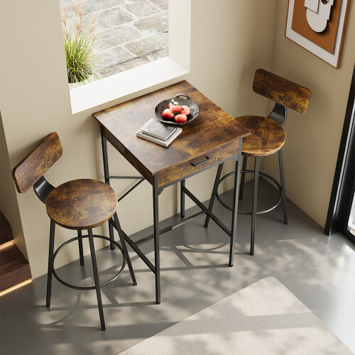Living And Home 102.5cm Tall Bar Table with Charging Station, Brown 1
