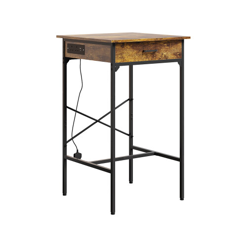 Living And Home 102.5cm Tall Bar Table with Charging Station, Brown 2