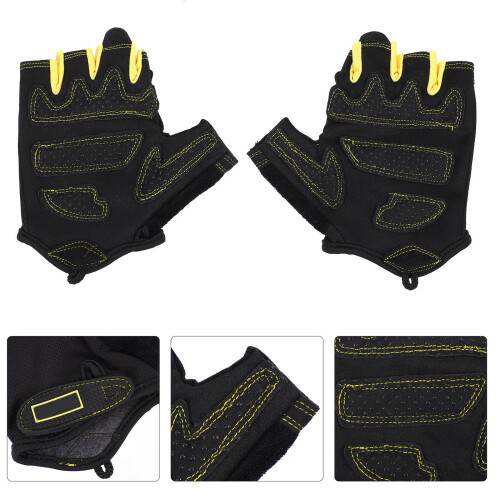 1Pair Black Half-Finger Riding Gloves Silicone Breathable Grip 1