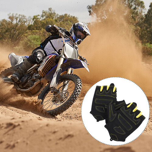 1Pair Black Half-Finger Riding Gloves Silicone Breathable Grip 2