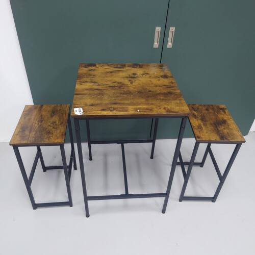 Living And Home 3-Piece Bar Table Set with Two Bar Stools 2