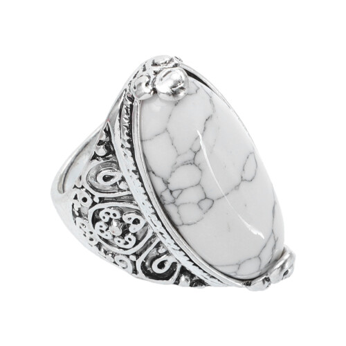 Retro Ring Met Witte Turkoois Dames, Boheemse Sieraden