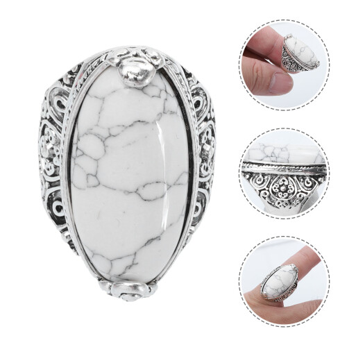 Retro Ring Met Witte Turkoois Dames, Boheemse Sieraden 2