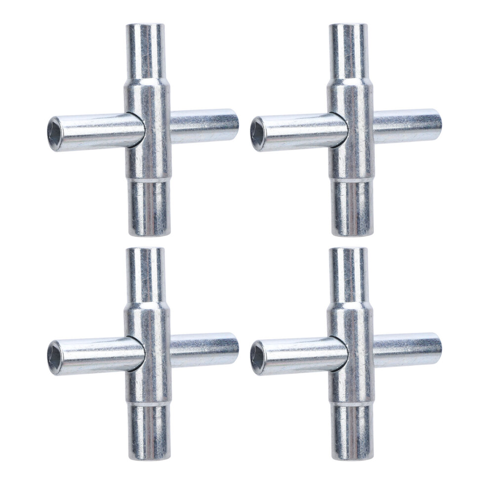 4Pcs 4-Way Sillcock Water Key Set Steel Valve Wrench 7.8Cm Silver 9351358920405