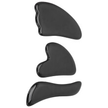 Strumento professionale per Gua Sha del viso in ossidiana, nero.