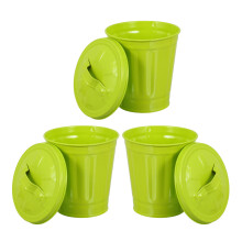 3Stk Mini Tischmülltonne Mit Deckel Aus Metall Für Büro Organisation