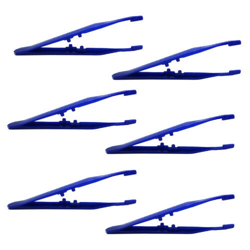 20 Unidades Pinzas Desechables Plástico Azul Con De Bolas