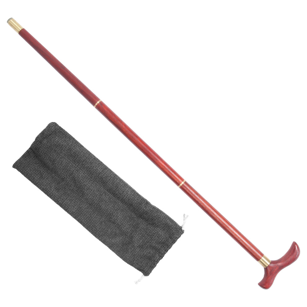 Brown 3 Sections Wooden Walking Cane For Elderly Mountain Climbing Hand Stick
