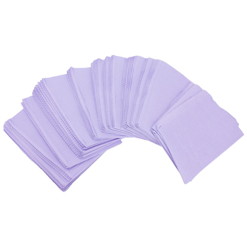 Purple 125Pcs Disposable Dental Bibs, Strong Water Absorption, Professional Dental Accessory