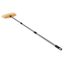 Wooden Broom With Stainless Steel Handle And Hard Bristles