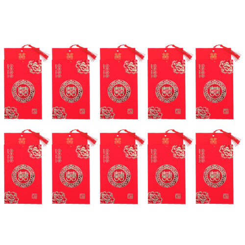10Pcs Kinesisk Bröllopsinbjudningar Papperskort