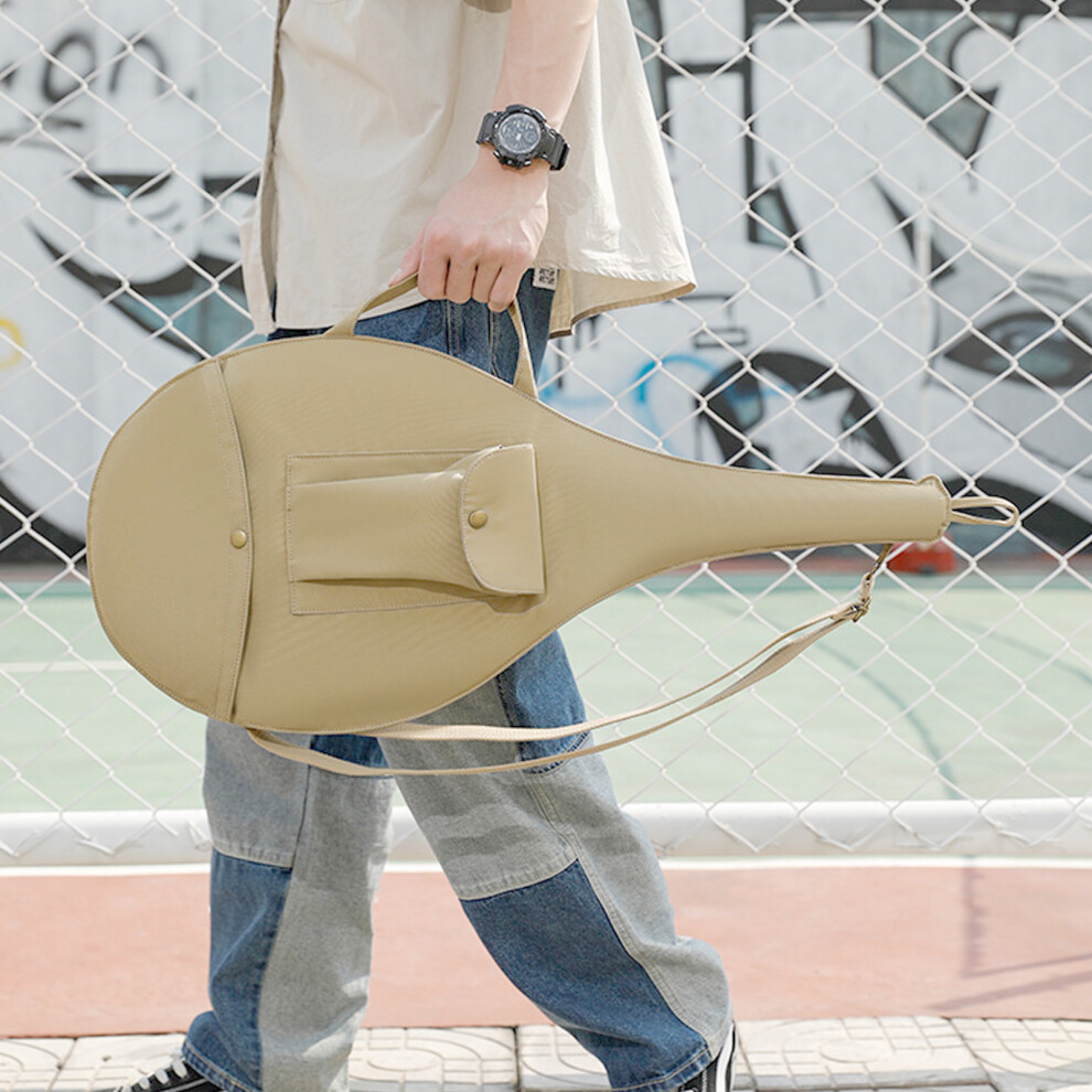 Unisex Canvas Tennis Racket Bag with Adjustable Strap, Khaki-image-OPC-PMSWDV8-NEW