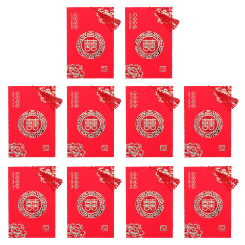 10Pcs Kinesisk Bröllopsinbjudningar Papperskort 2