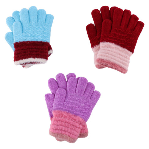 3 Par -Finger Stickhandskar Varm Fleece För Barn