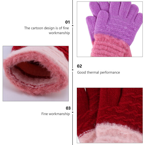 3 Par -Finger Stickhandskar Varm Fleece För Barn 1