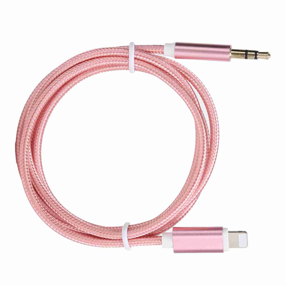 Nylon Braided Aux Cord For Ios, 1M, 3.5Mm Audio Adapter Pink 9311358930460