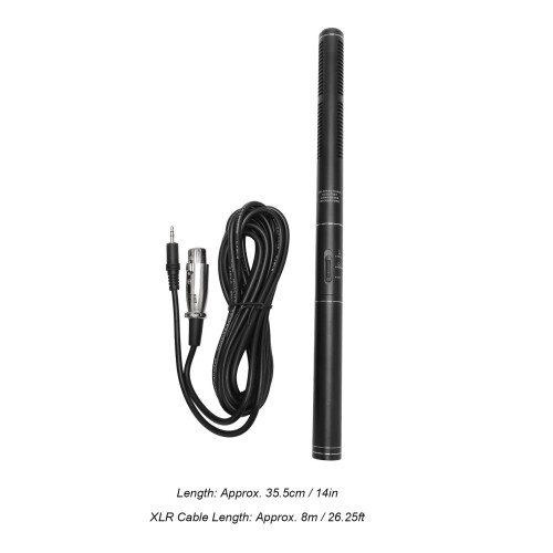 Professional Camera Microphone Condenser, 14in, Metal, Windproof Cover 1