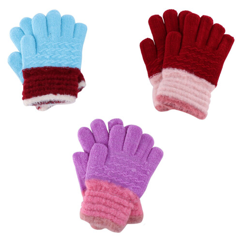 3 Par -Finger Stickhandskar I Varm Fleece För Barn