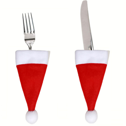 10pcs Santa Hat Silverware Holder Pockets Cutlery Bag Cover 2
