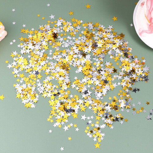 1Paquet Confettis Étoile Argentés, Cinq Branches, Décorations De Table 2