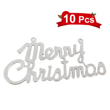 2Pcs Silver Christmas Cards Plastic Xmas Tree Decorations