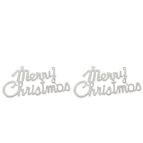 2Pcs Silver Christmas Cards Plastic Xmas Tree Decorations 2
